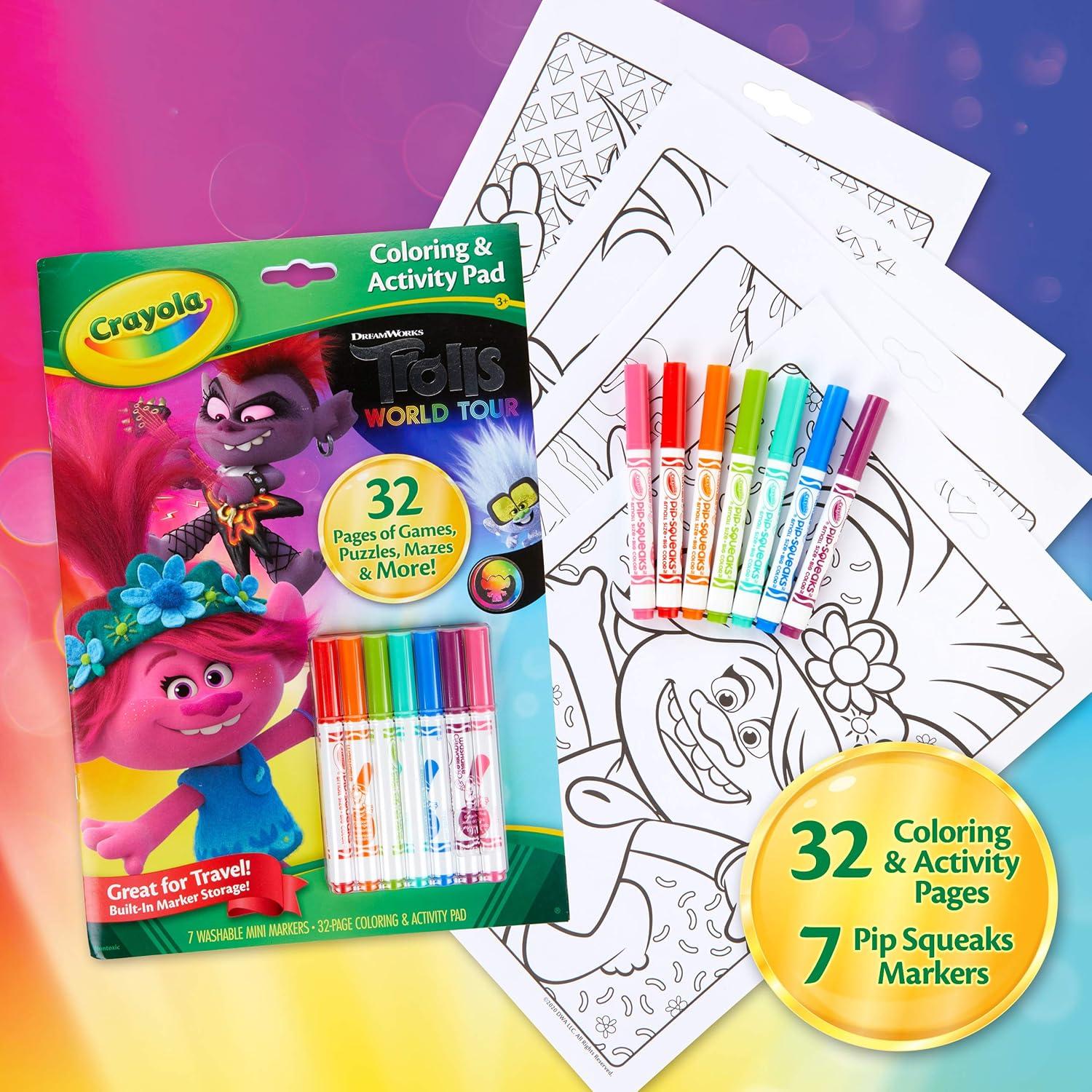 Set de Colorear Crayola Trolls World Tour 32 Páginas y 7 Marcadores