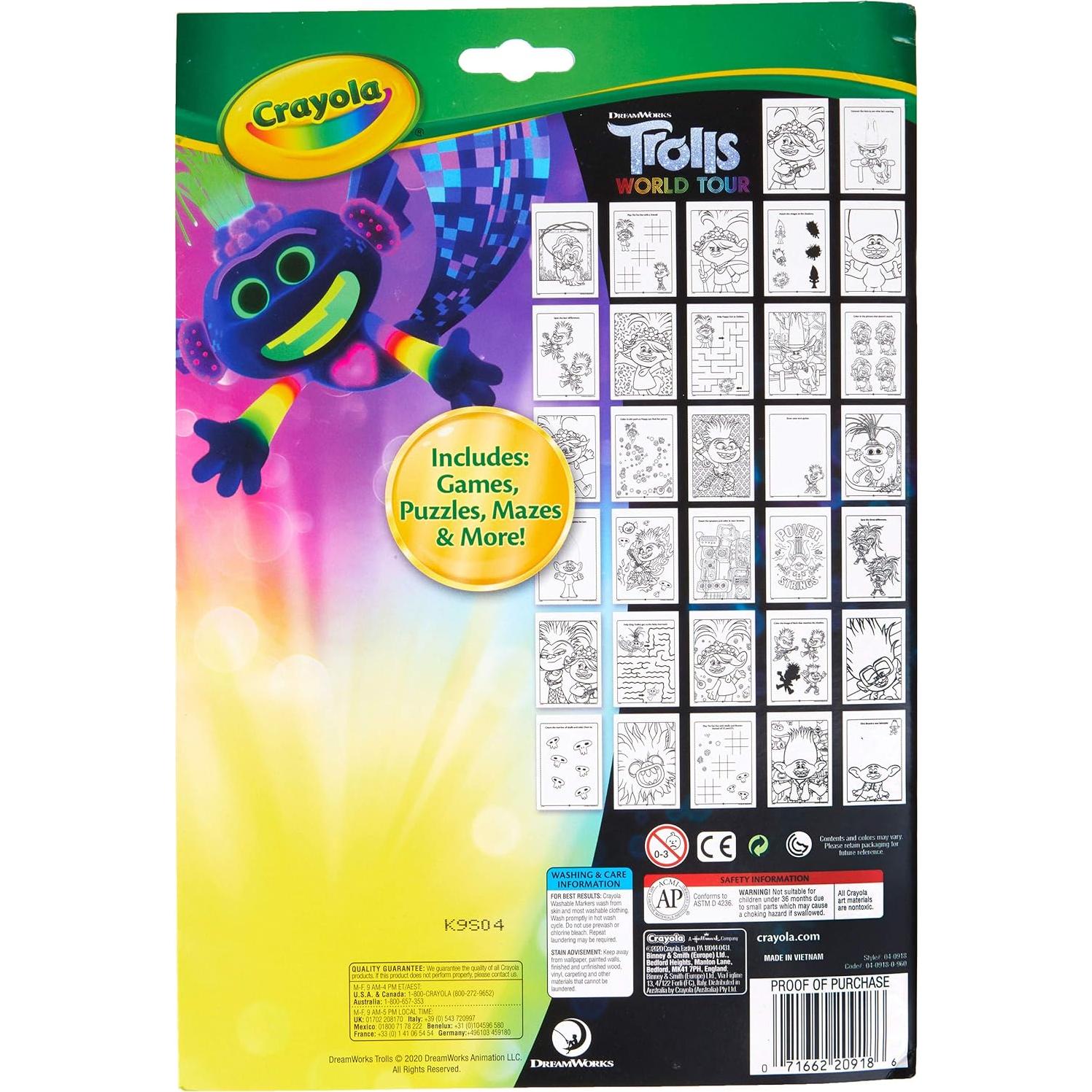 Set de Colorear Crayola Trolls World Tour 32 Páginas y 7 Marcadores