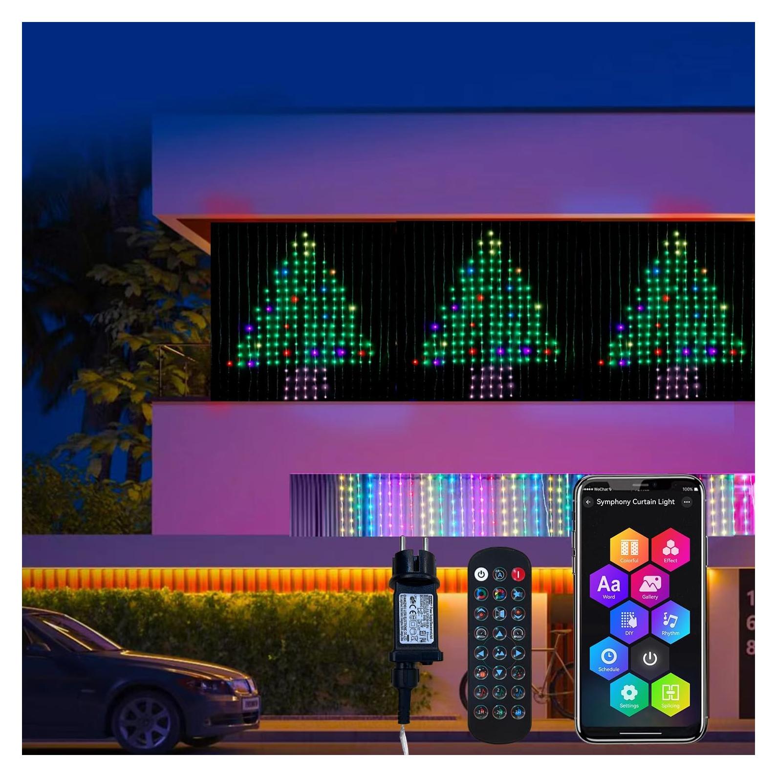 Luces de Cortina Inteligente QINER 2x2m 400 LEDs IP65 Decoración