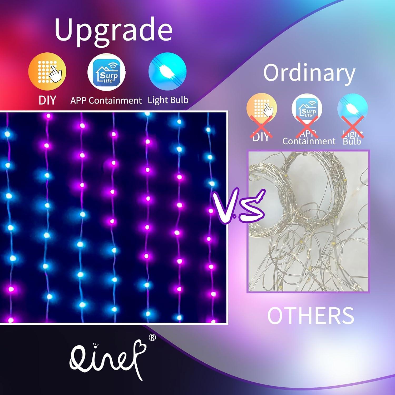 Luces de Cortina Inteligente QINER 2x2m 400 LEDs IP65 Decoración