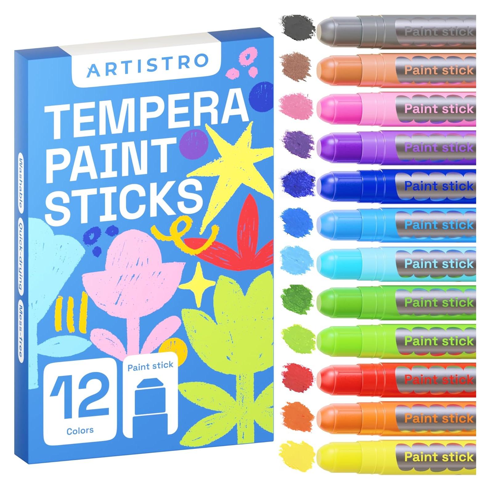 ARTISTRO Pintura Tempera Lavable en Barras - 12 Colores
