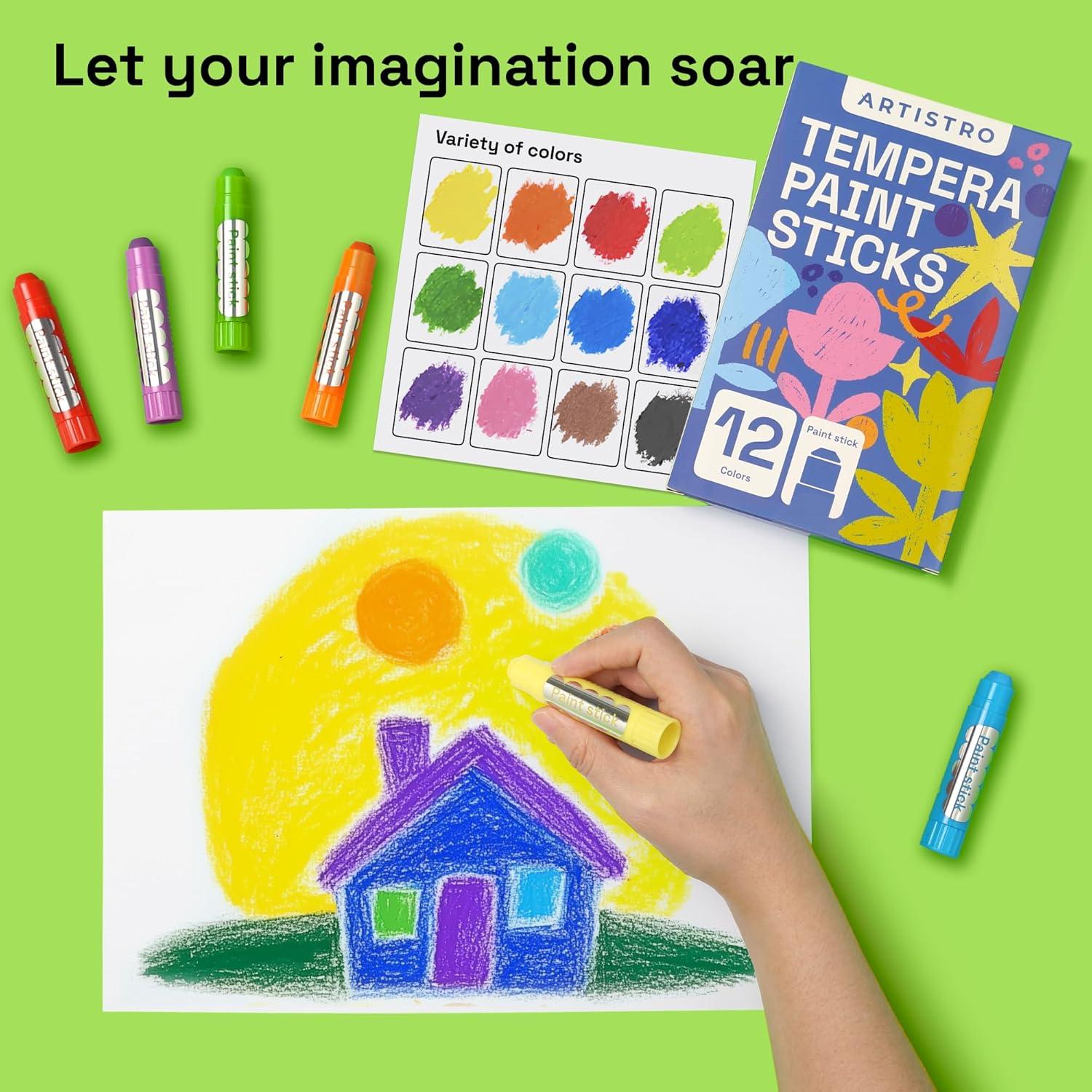 ARTISTRO Pintura Tempera Lavable en Barras - 12 Colores