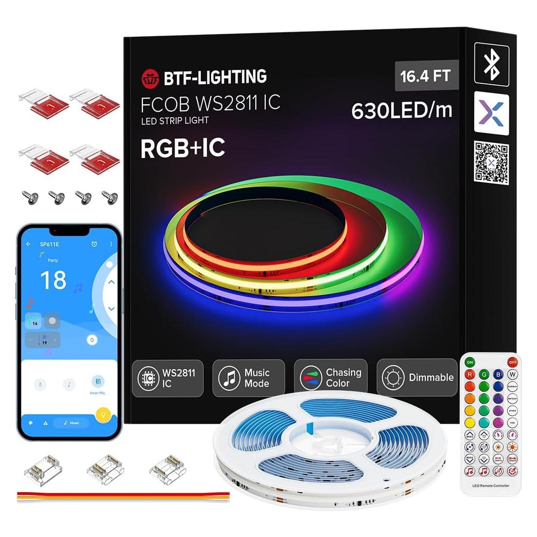 Cinta LED RGB FCOB BTF-LIGHTING 5m 630LED/m DC24V Bluetooth