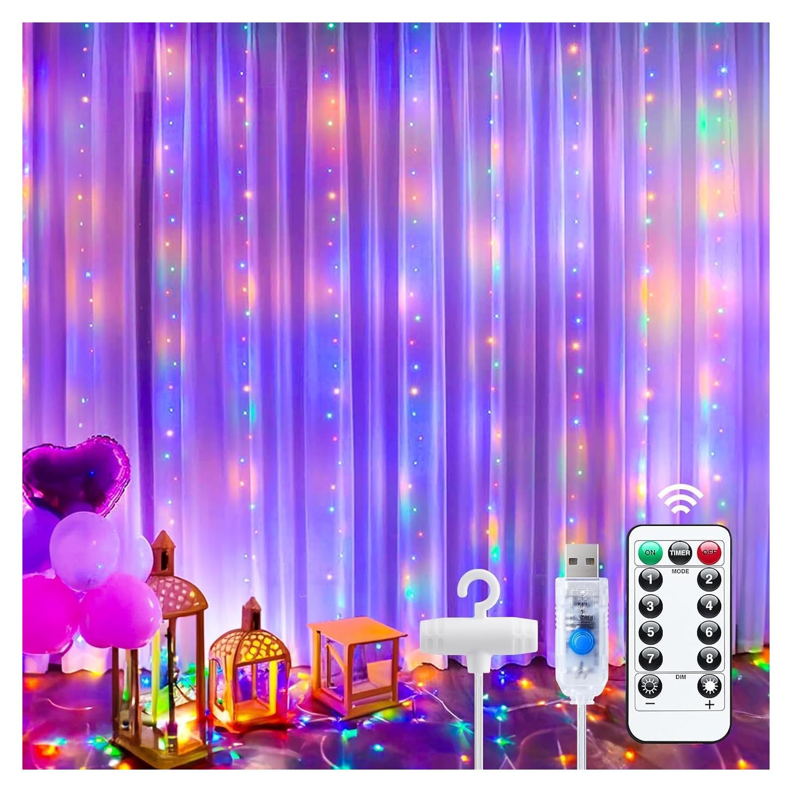 Luces de Cortina LED Minetom 300L-M Multicolor USB 8 Modos