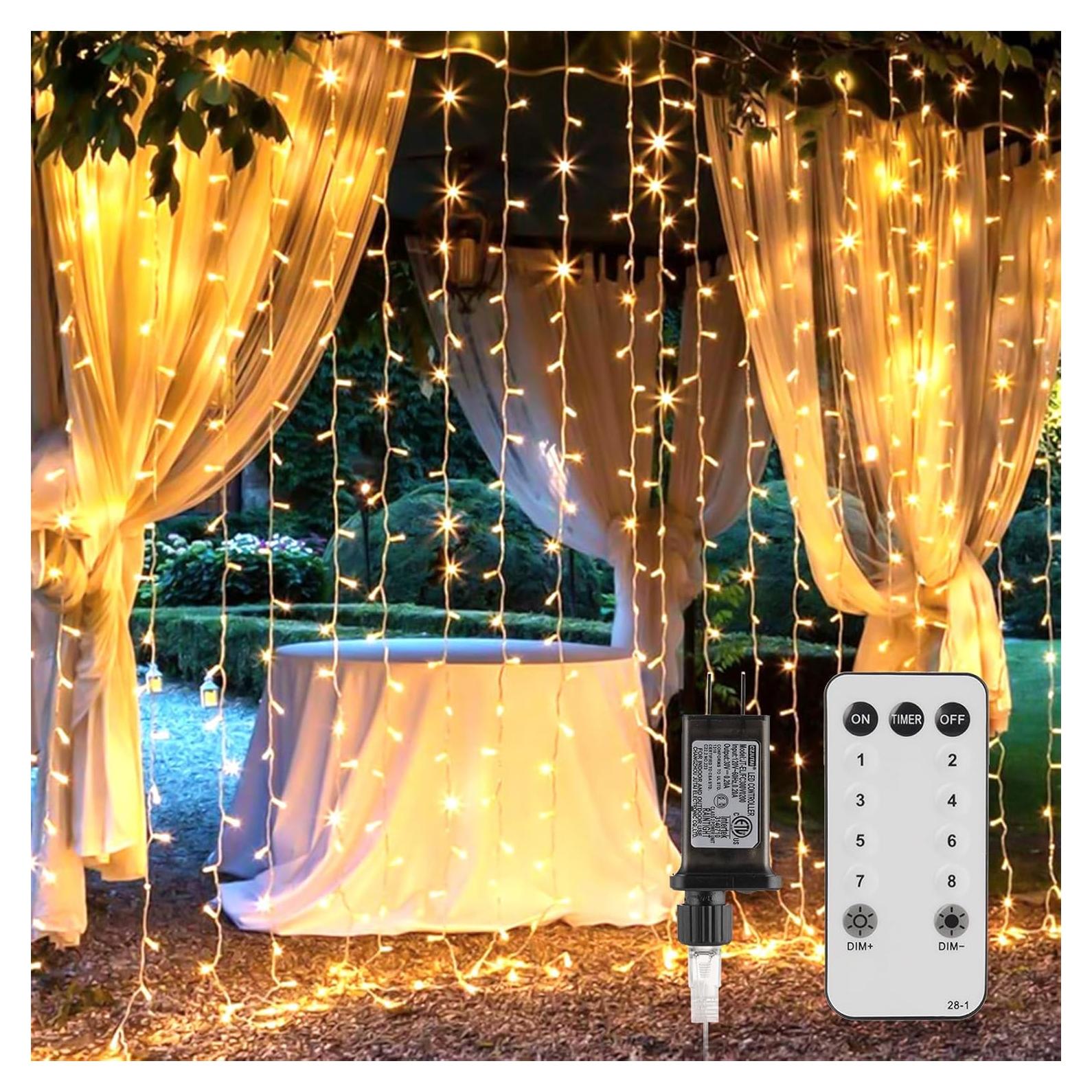 Luces de Cortina LED Brightown 300 LEDs 3m Blanco Cálido