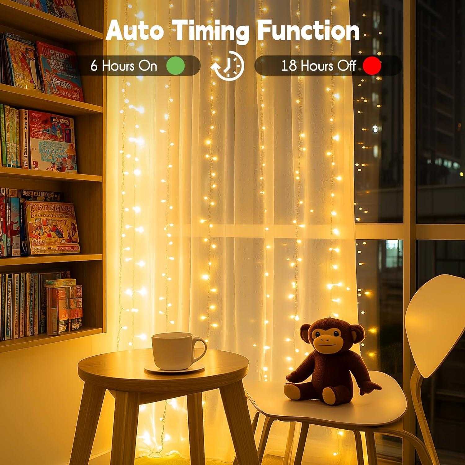 Luces de Cortina LED Brightown 300 LEDs 3m Blanco Cálido