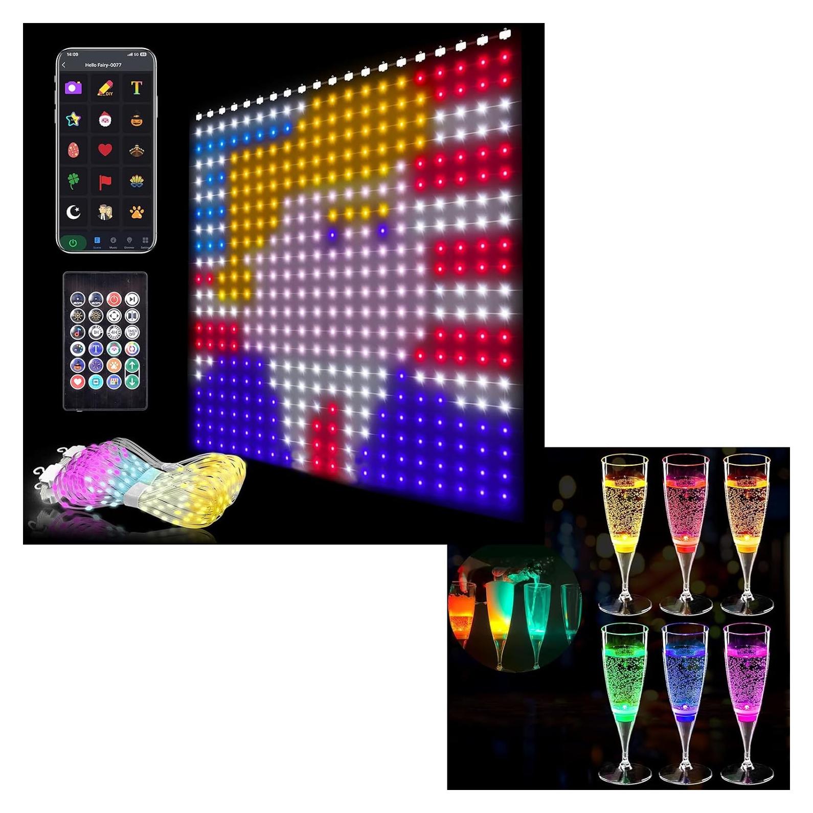 Cortina de Luz LED Inteligente 2m x 2m con APP y Control Remoto