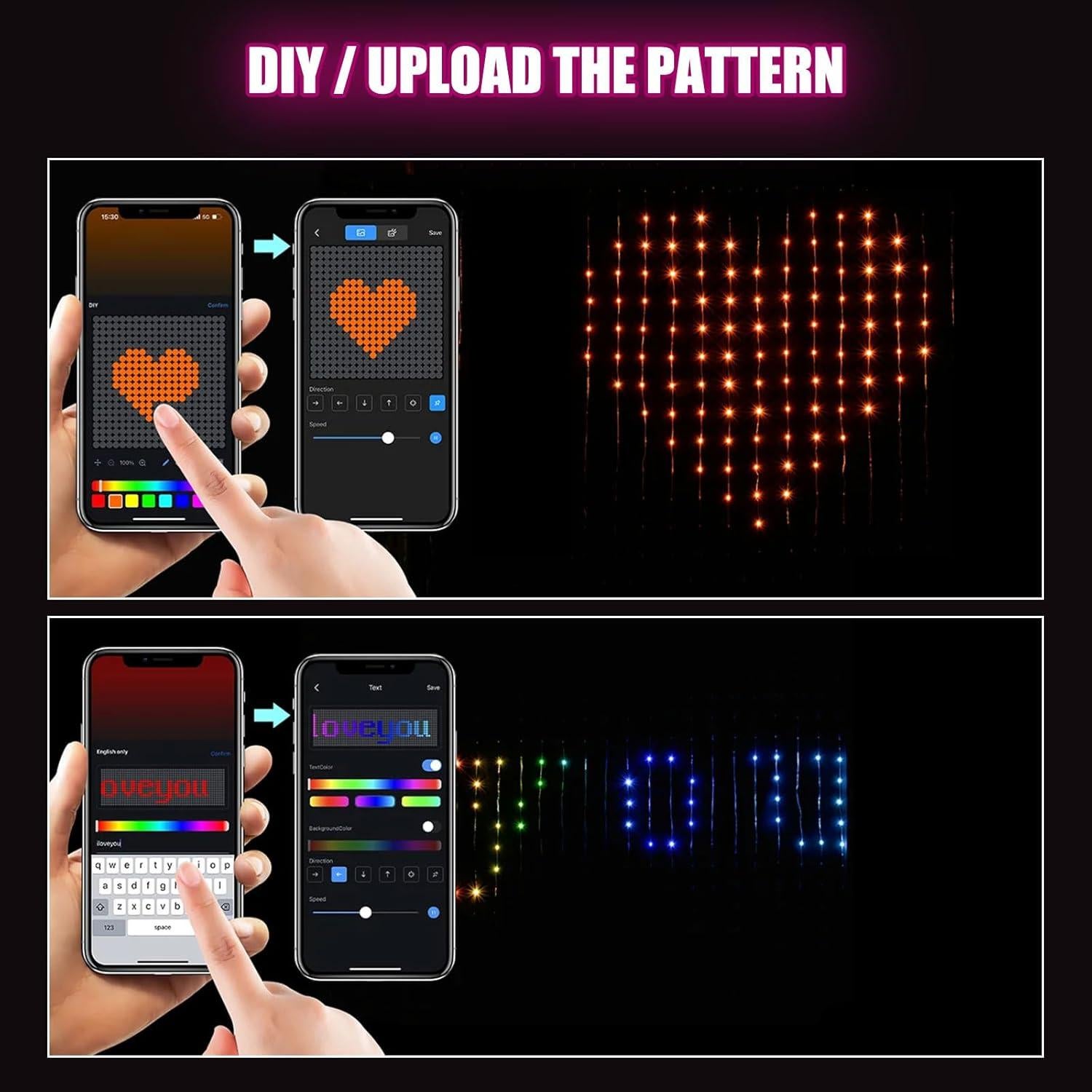 Cortina de Luz LED Inteligente 2m x 2m con APP y Control Remoto