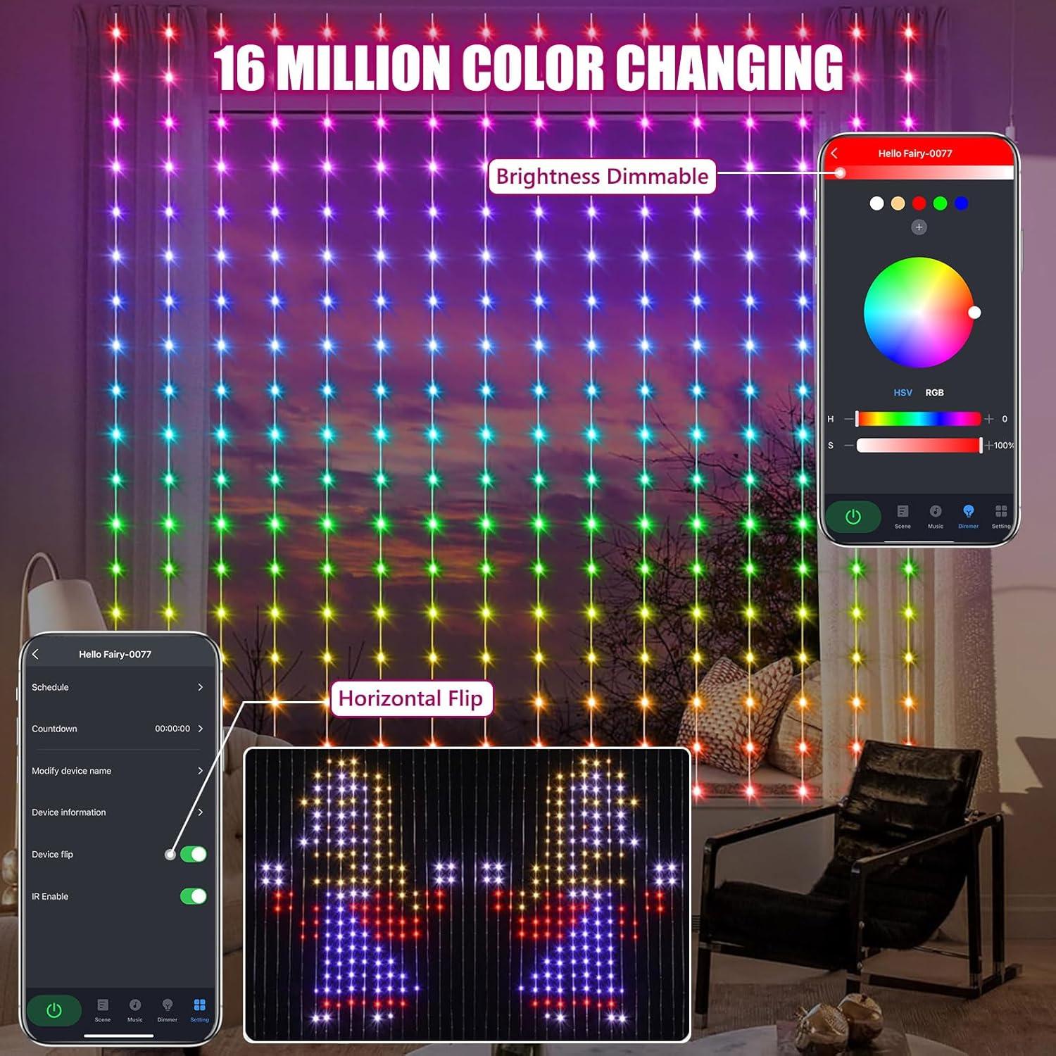 Cortina de Luz LED Inteligente 2m x 2m con APP y Control Remoto