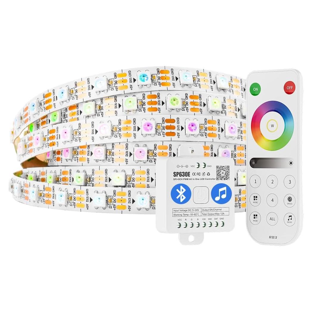 Tira LED RGB 5M BTF-LIGHTING WS2812B Control Remoto RF