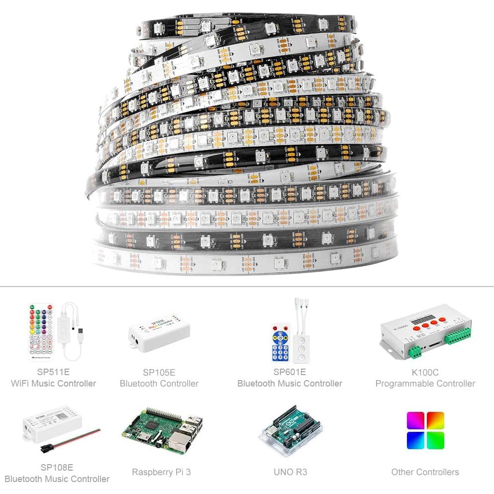 Tira LED RGB 5M BTF-LIGHTING WS2812B Control Remoto RF