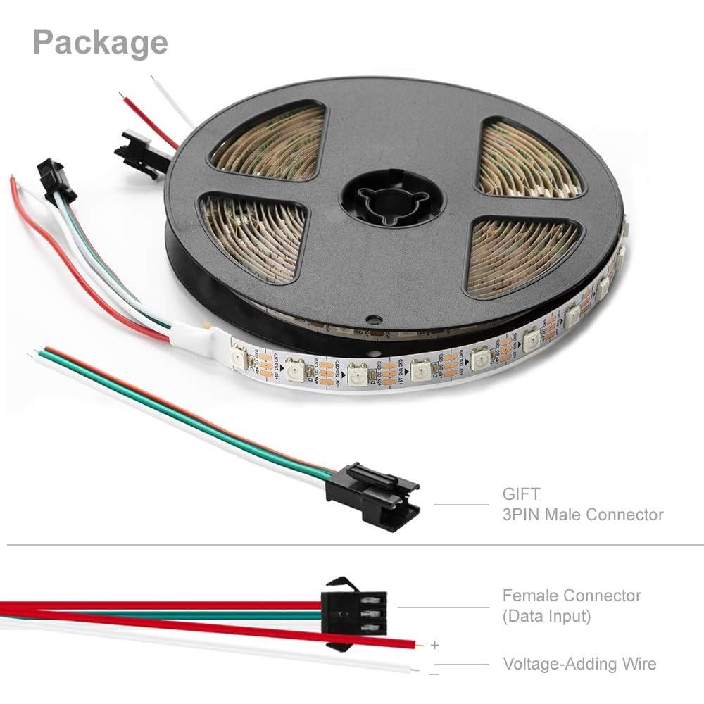 Tira LED RGB 5M BTF-LIGHTING WS2812B Control Remoto RF