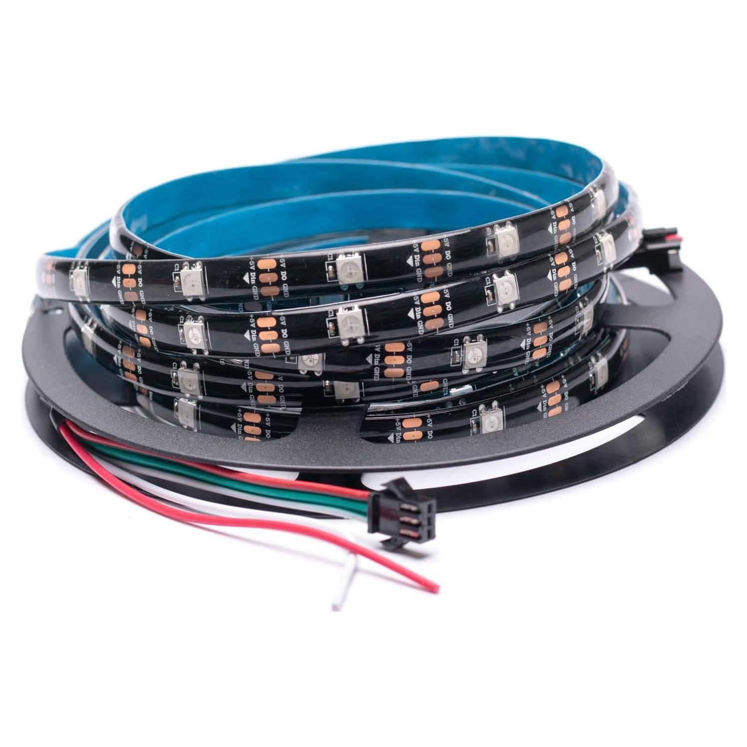 Tira LED WS2812B 5m 150LEDs RGB IP65 SMD 5050 Negro