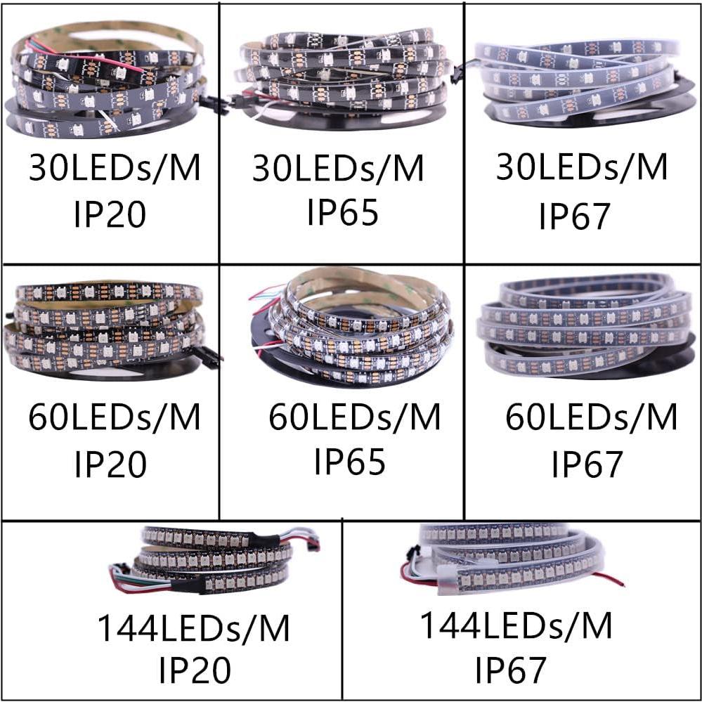 Tira LED WS2812B 5m 150LEDs RGB IP65 SMD 5050 Negro