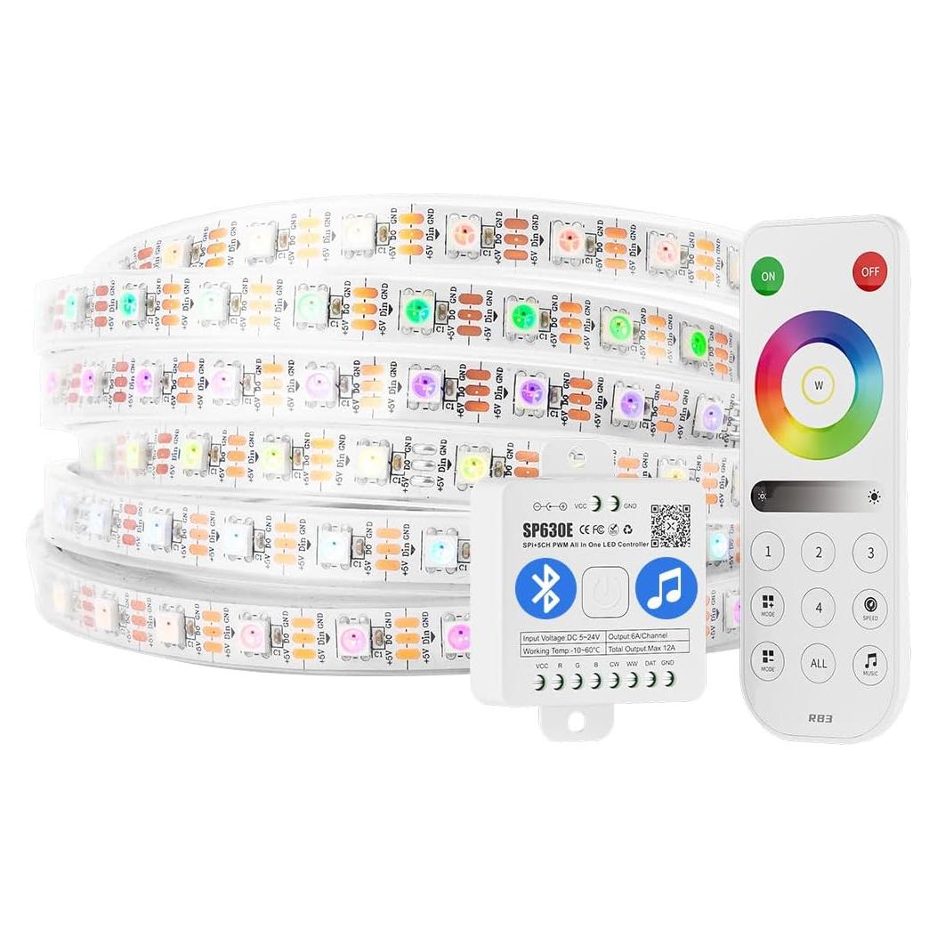 Tira LED RGB 5M BTF-LIGHTING WS2812B IP67 Control Remoto