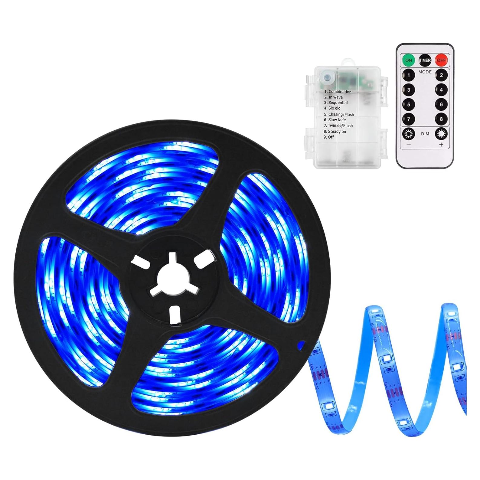 Tira de luces LED Echosari azul impermeable 90 LEDs 5m con control remoto