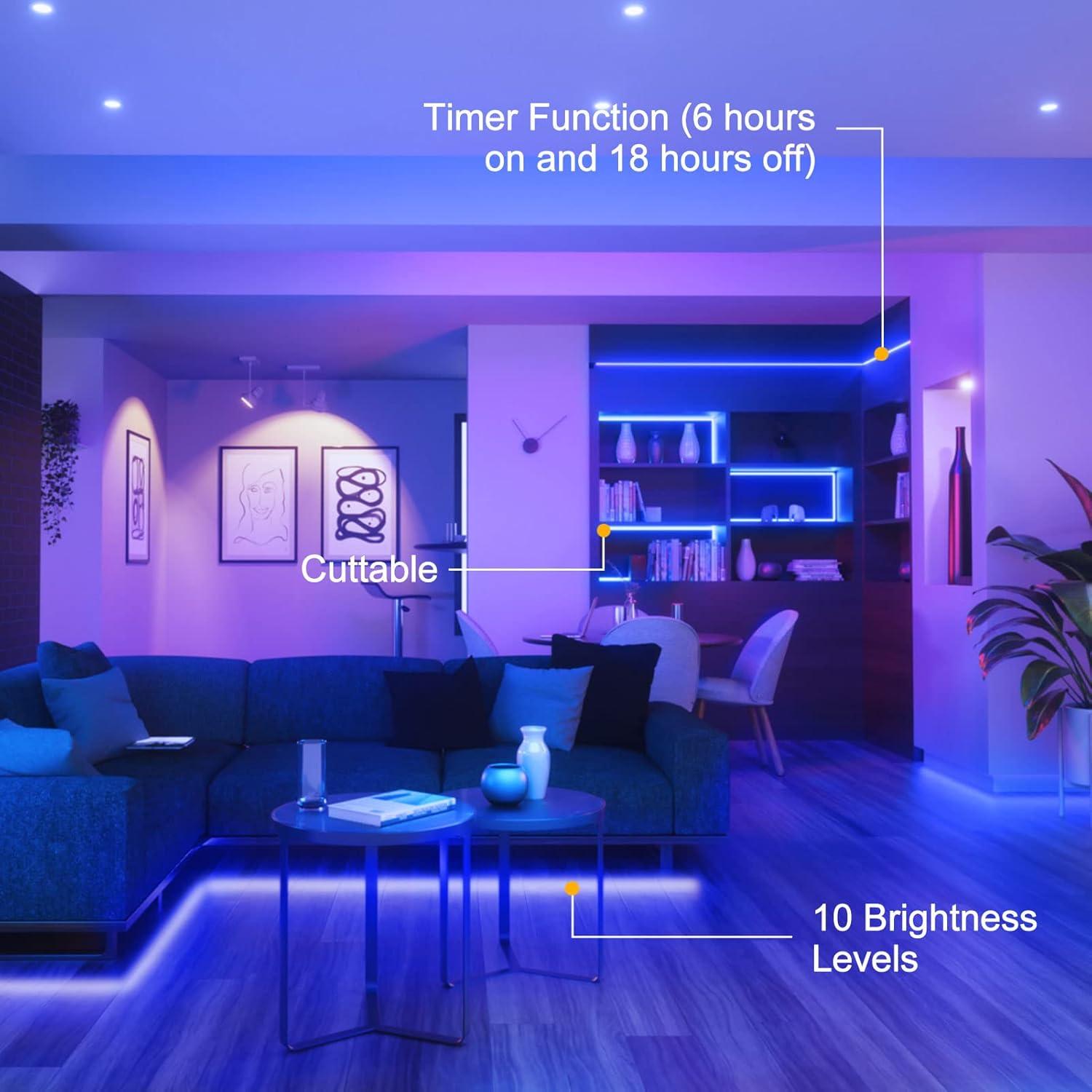 Tira de luces LED Echosari azul impermeable 90 LEDs 5m con control remoto