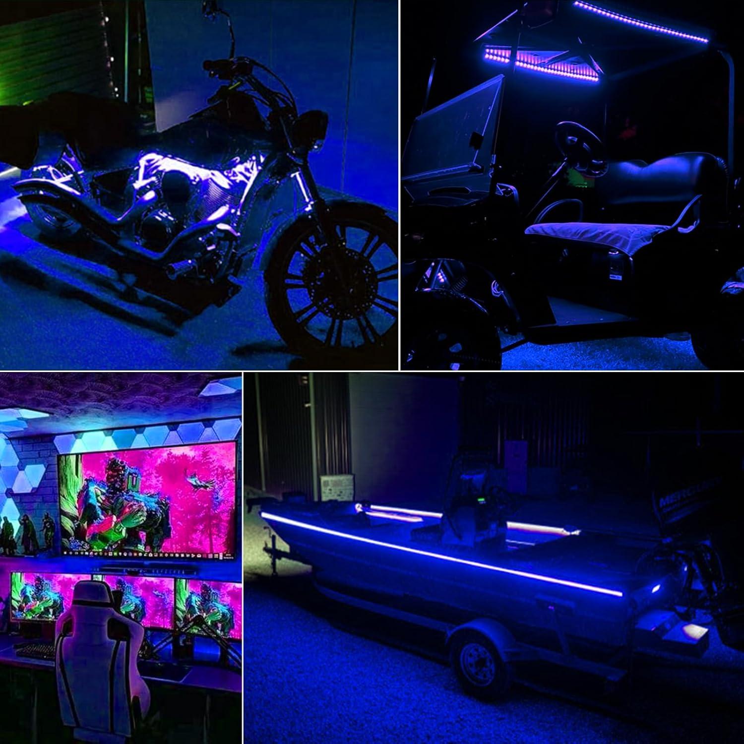 Tira de luces LED Echosari azul impermeable 90 LEDs 5m con control remoto