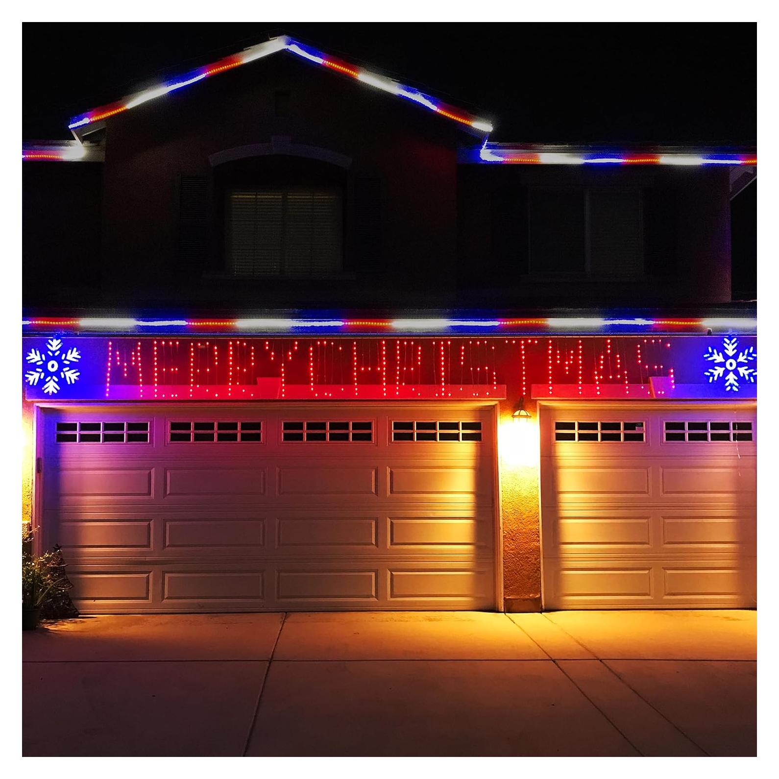 Luces LED de Cortina Feliz Navidad Russell Decor 5.49m RGB