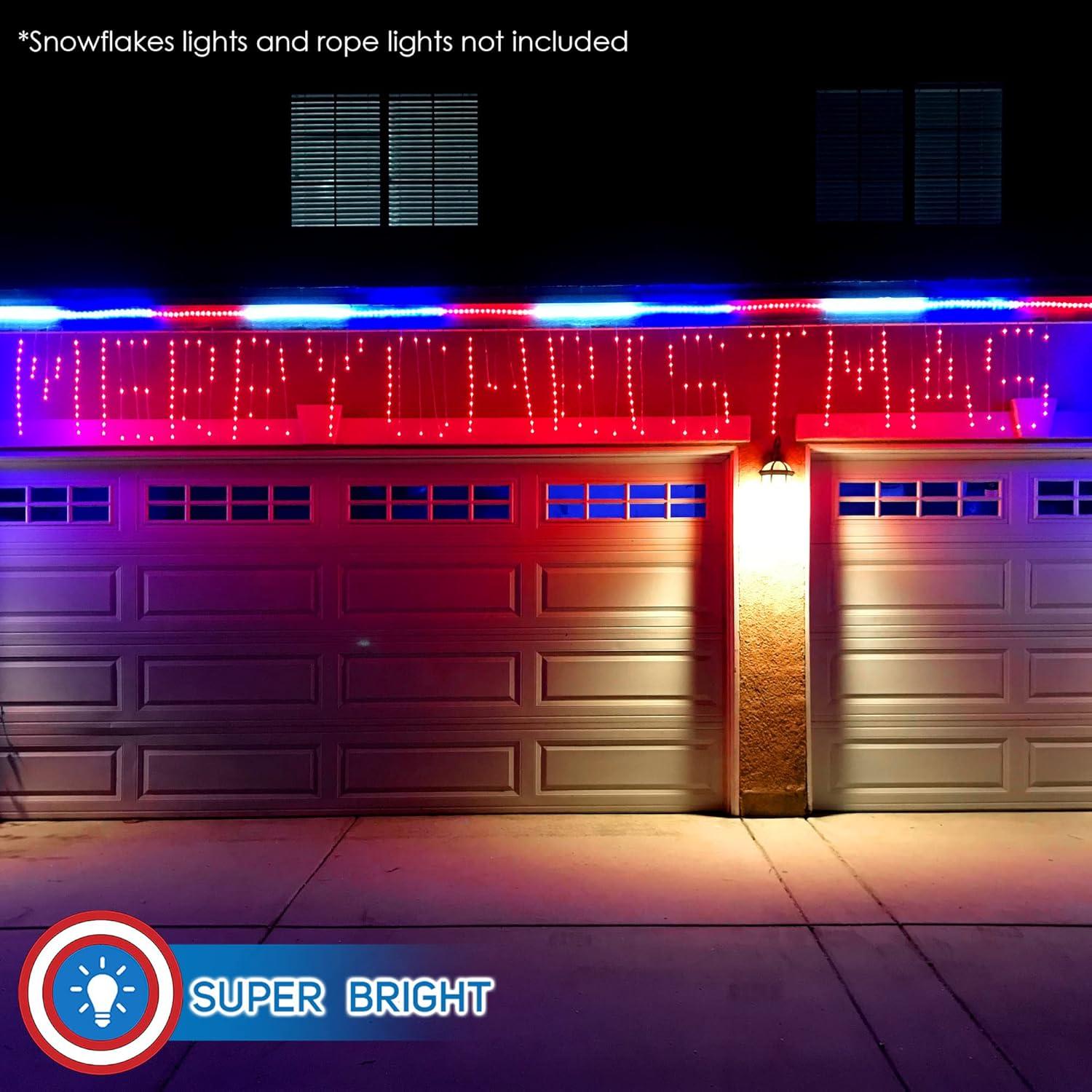 Luces LED de Cortina Feliz Navidad Russell Decor 5.49m RGB