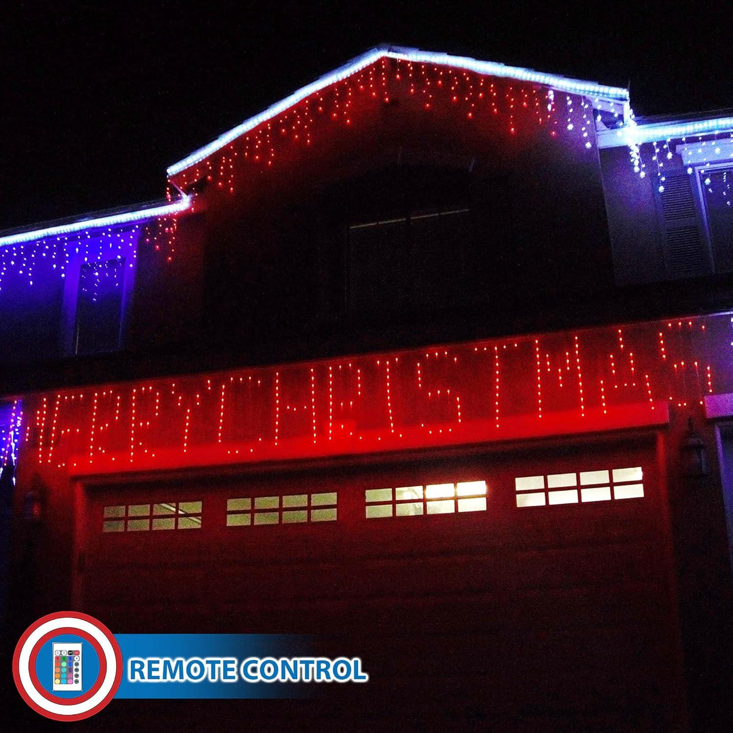 Luces LED de Cortina Feliz Navidad Russell Decor 5.49m RGB