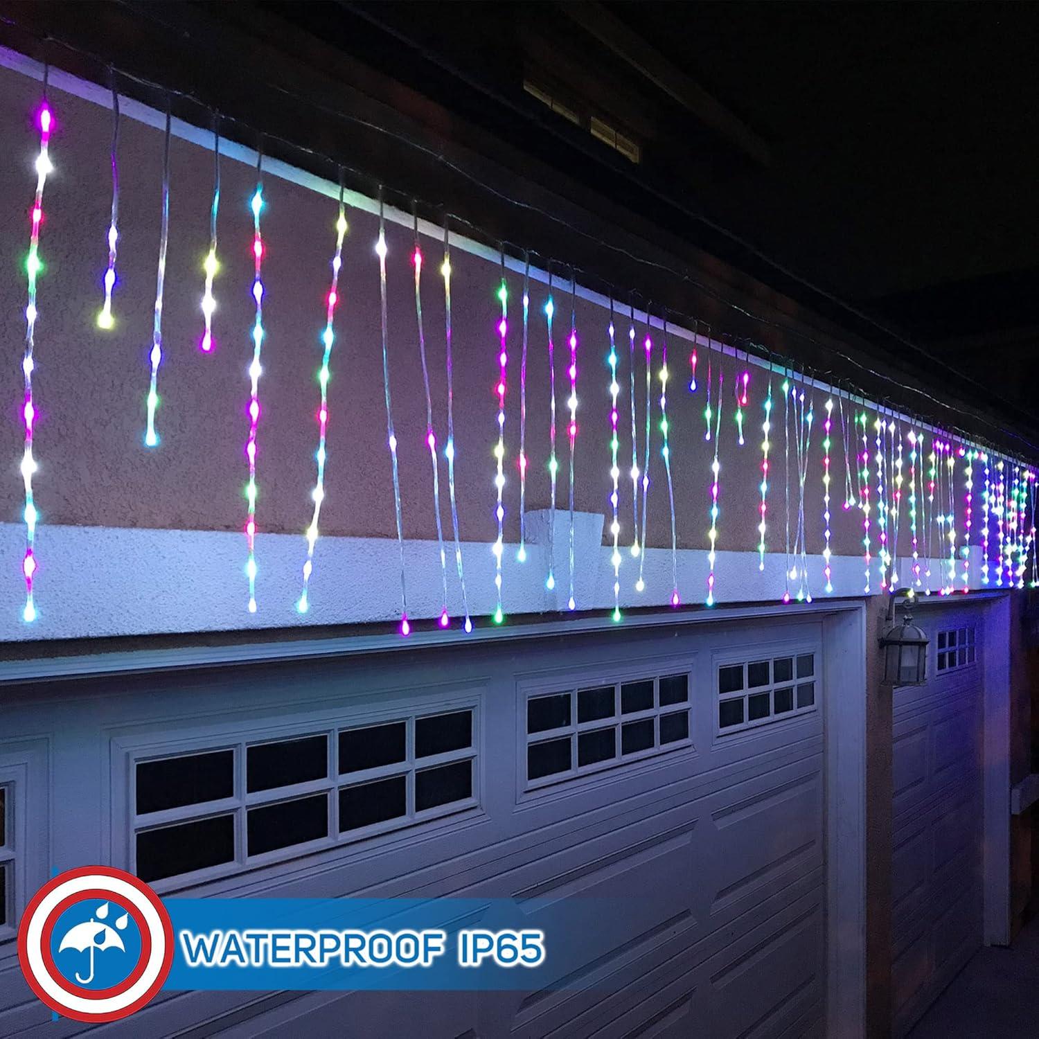 Luces LED de Cortina Feliz Navidad Russell Decor 5.49m RGB