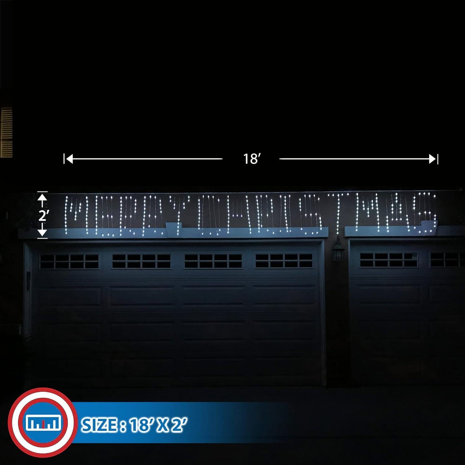 Luces LED de Cortina Feliz Navidad Russell Decor 5.49m RGB