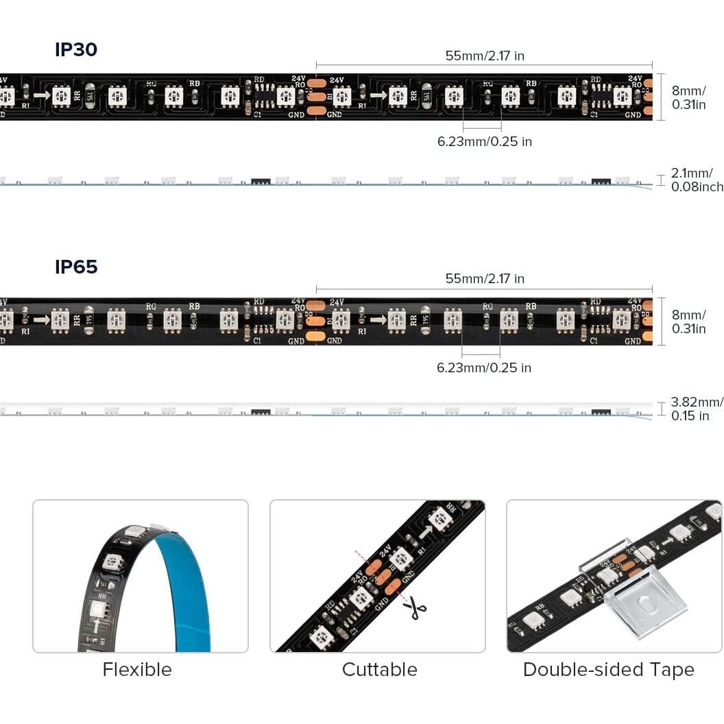 Tira LED direccionable BTF-LIGHTING 2.99m RGB IP65 108LED/m