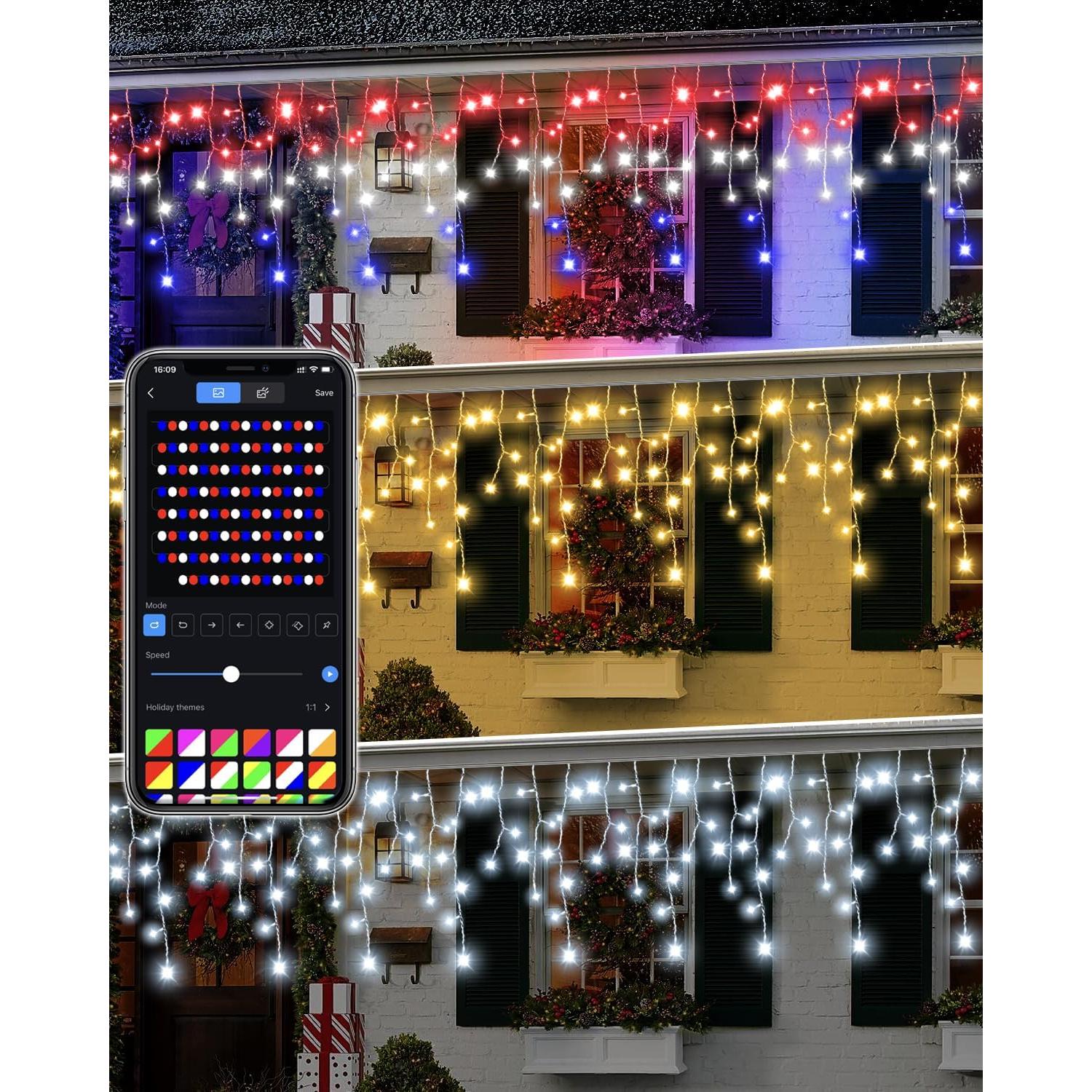 Luces de Carámbano Inteligentes 30m LED Hysiry con Control APP