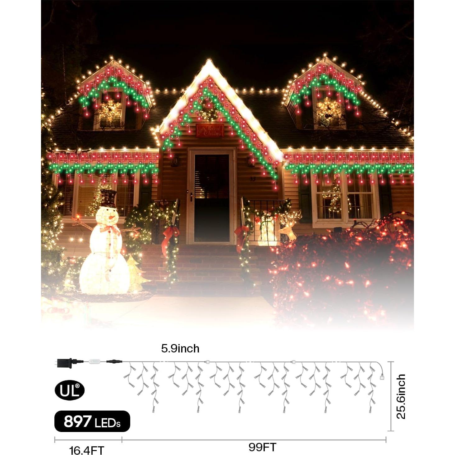 Luces de Carámbano Inteligentes 30m LED Hysiry con Control APP