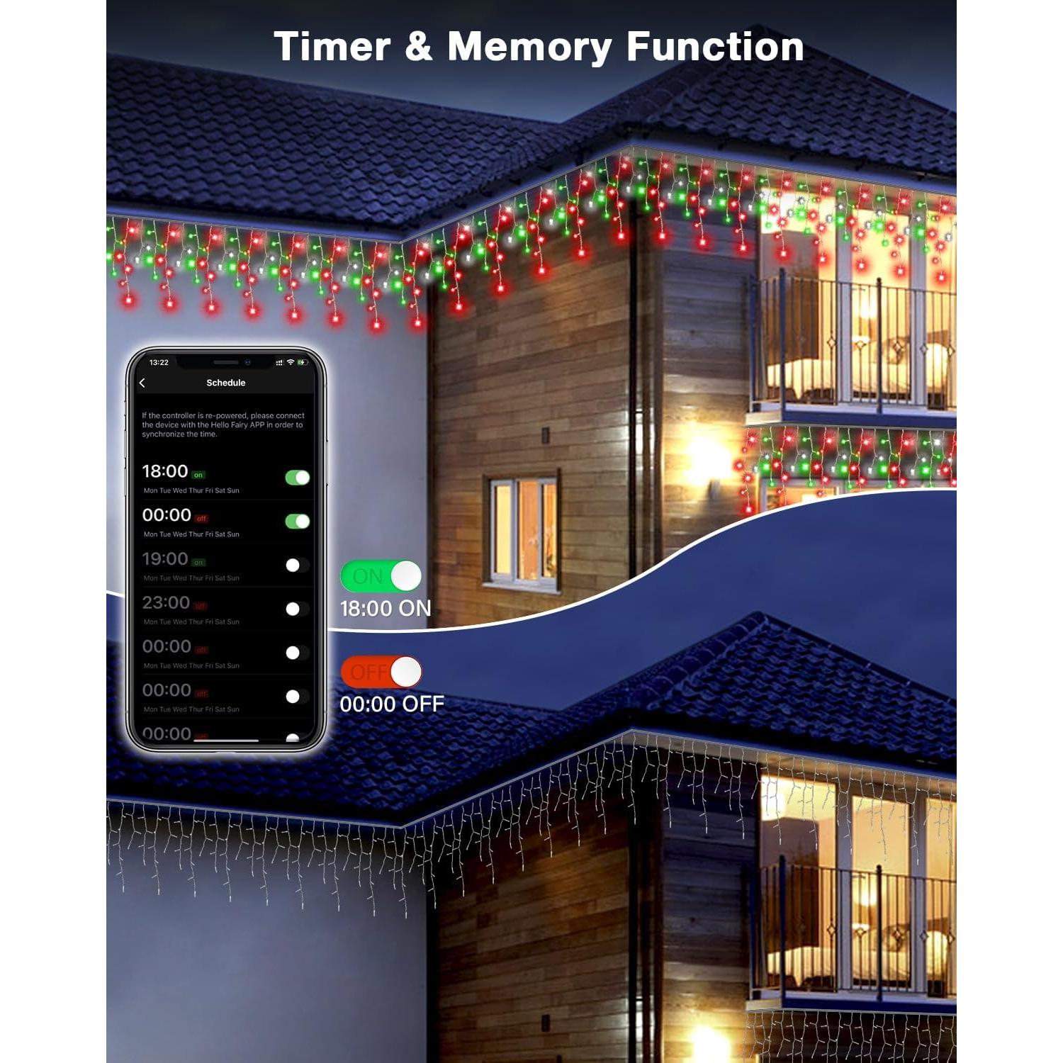 Luces de Carámbano Inteligentes 30m LED Hysiry con Control APP