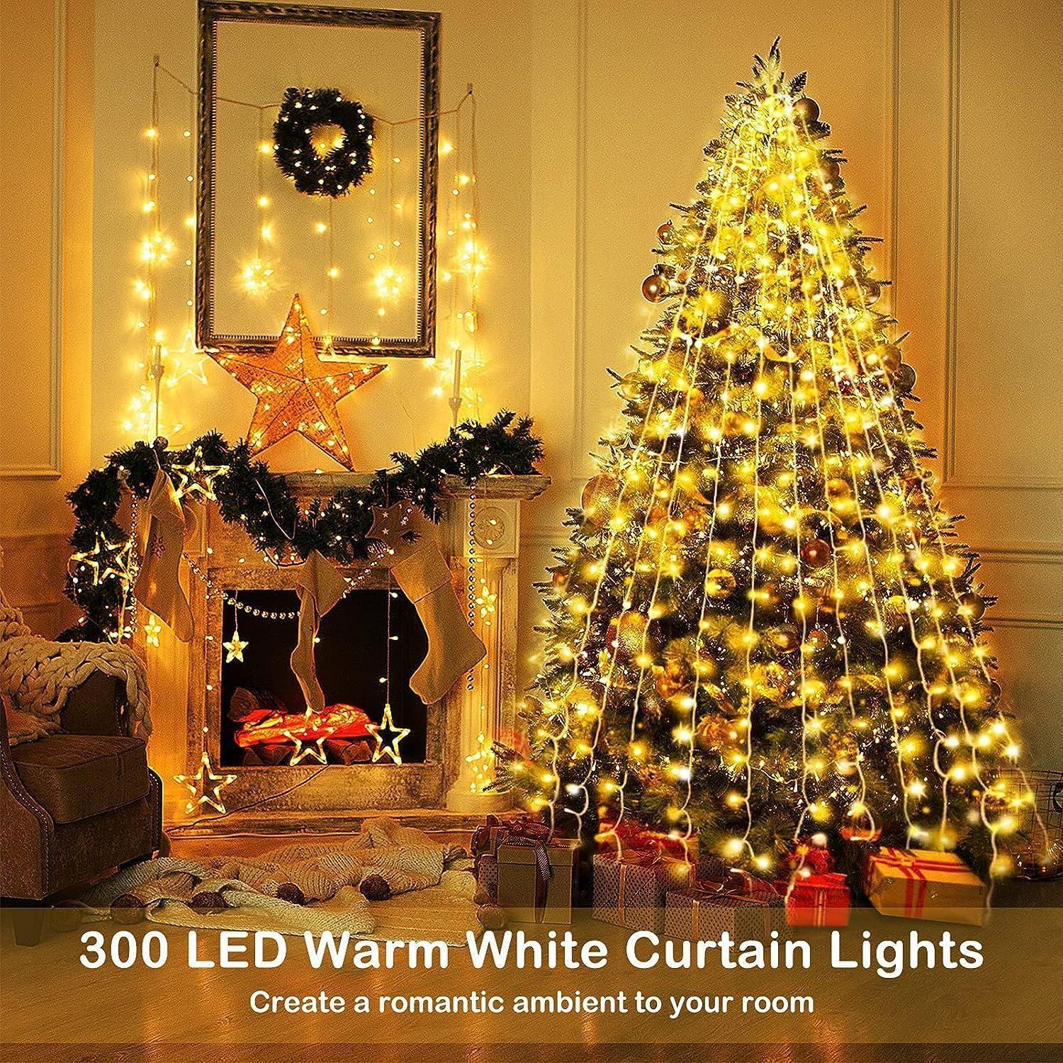 Luces de Cortina de Hadas Jezoll 300 LED 2.99x2.99m USB Blanco Cálido