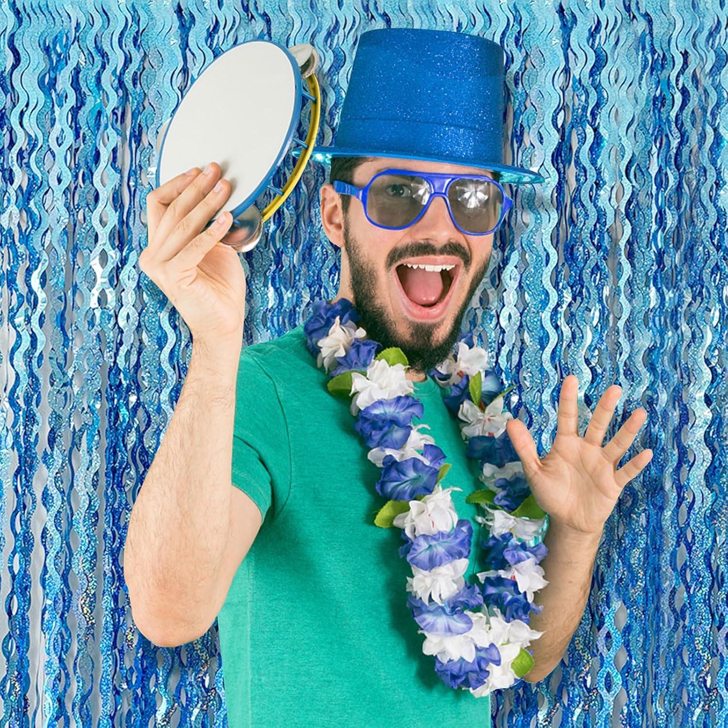 Cortinas de Flecos de Papel de Aluminio Azul Claro - 2 Paquetes