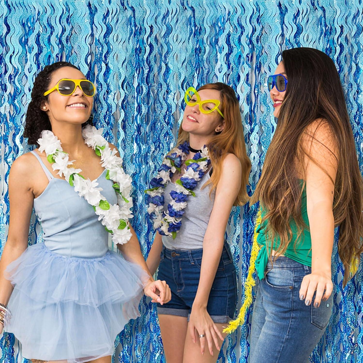 Cortinas de Flecos de Papel de Aluminio Azul Claro - 2 Paquetes