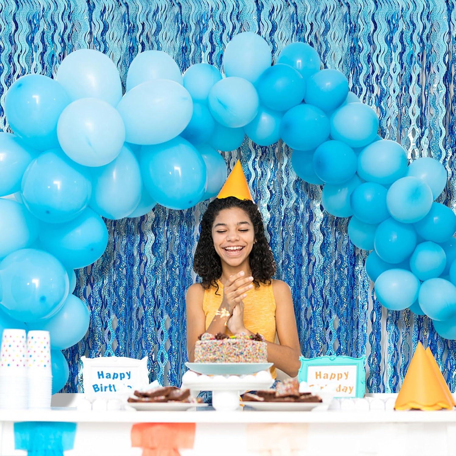 Cortinas de Flecos de Papel de Aluminio Azul Claro - 2 Paquetes