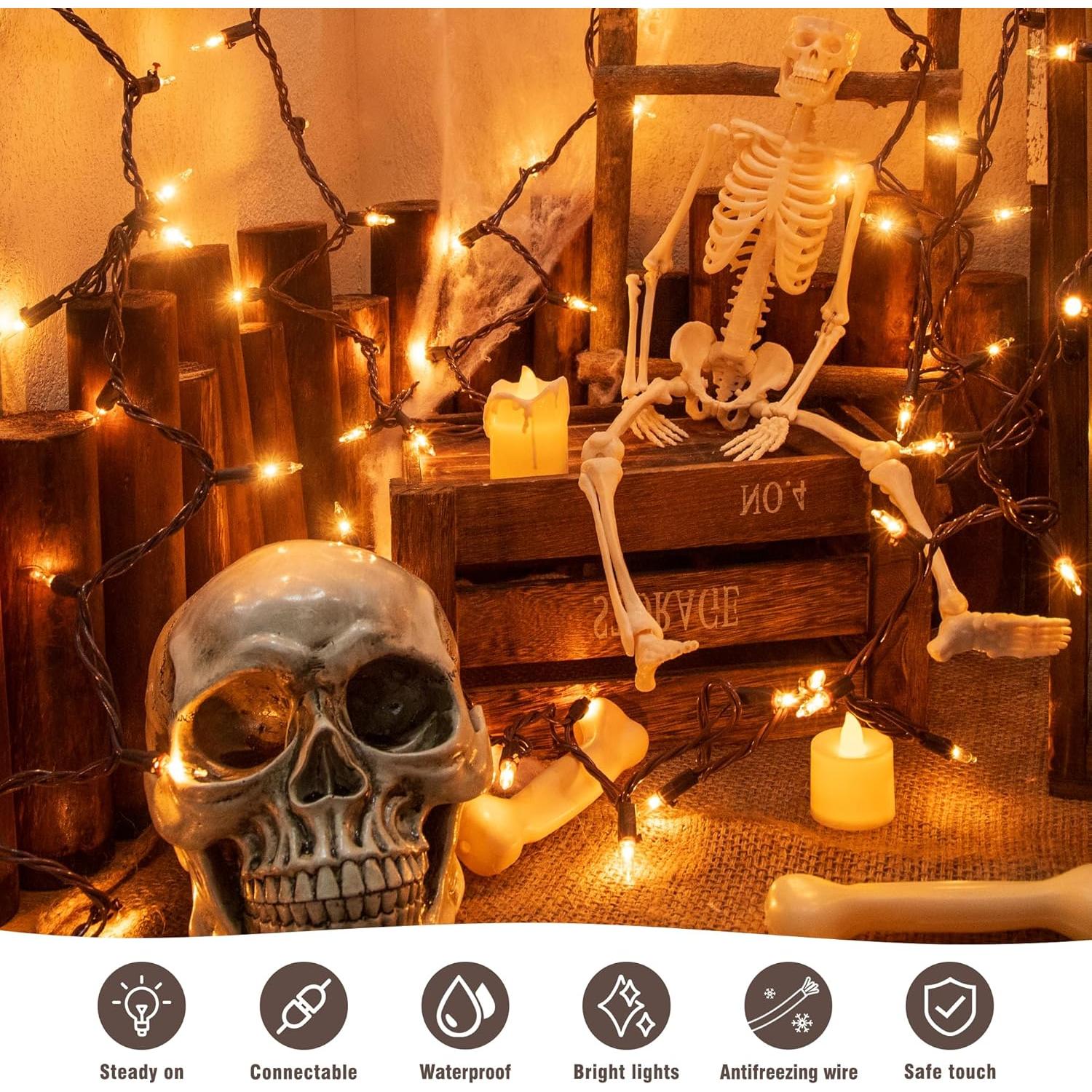 YOUNGAR 13FT 50 Clear Christmas Lights Outdoor, UL Approved Christmas Tree Lights with Brown Wire, Incandescent Mini Light Plug in for Indoor Outdoor Tree Patio Garden Xmas Decor