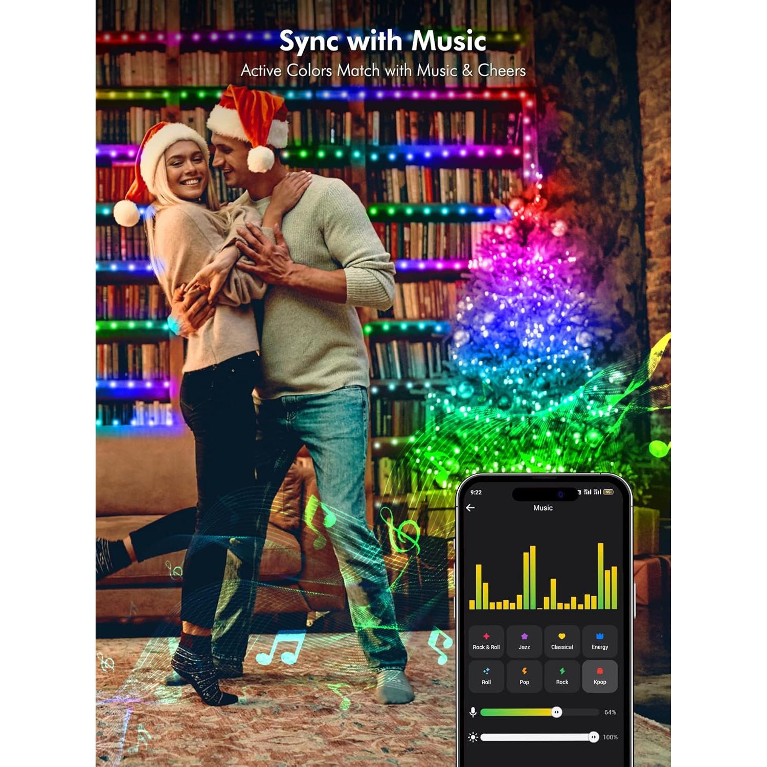 Luces de Hadas Inteligentes Brizled 20M 200 LED RGB Control App