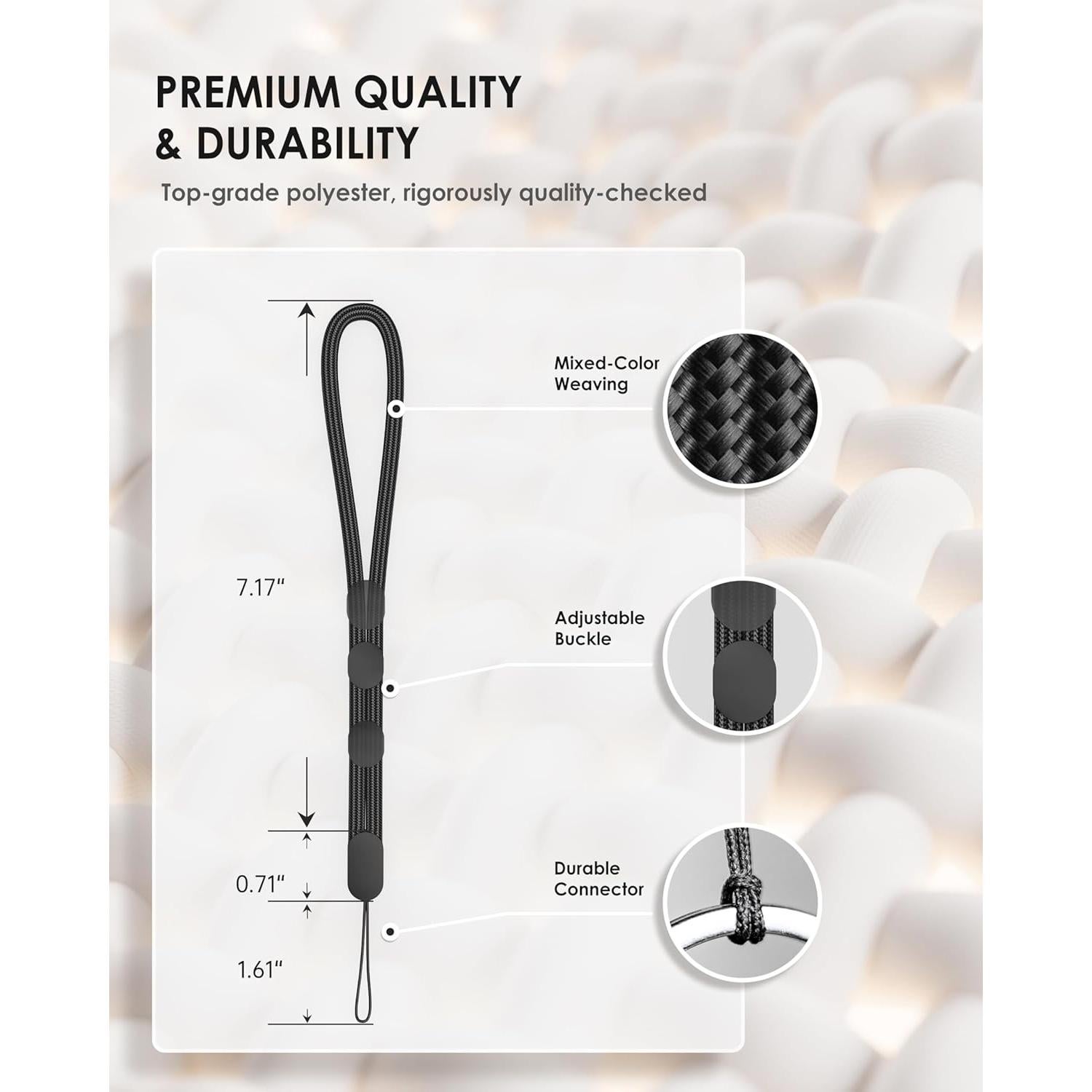 Correa de Muñeca Avorast Nylon Ajustable Paquete de 6 Negra