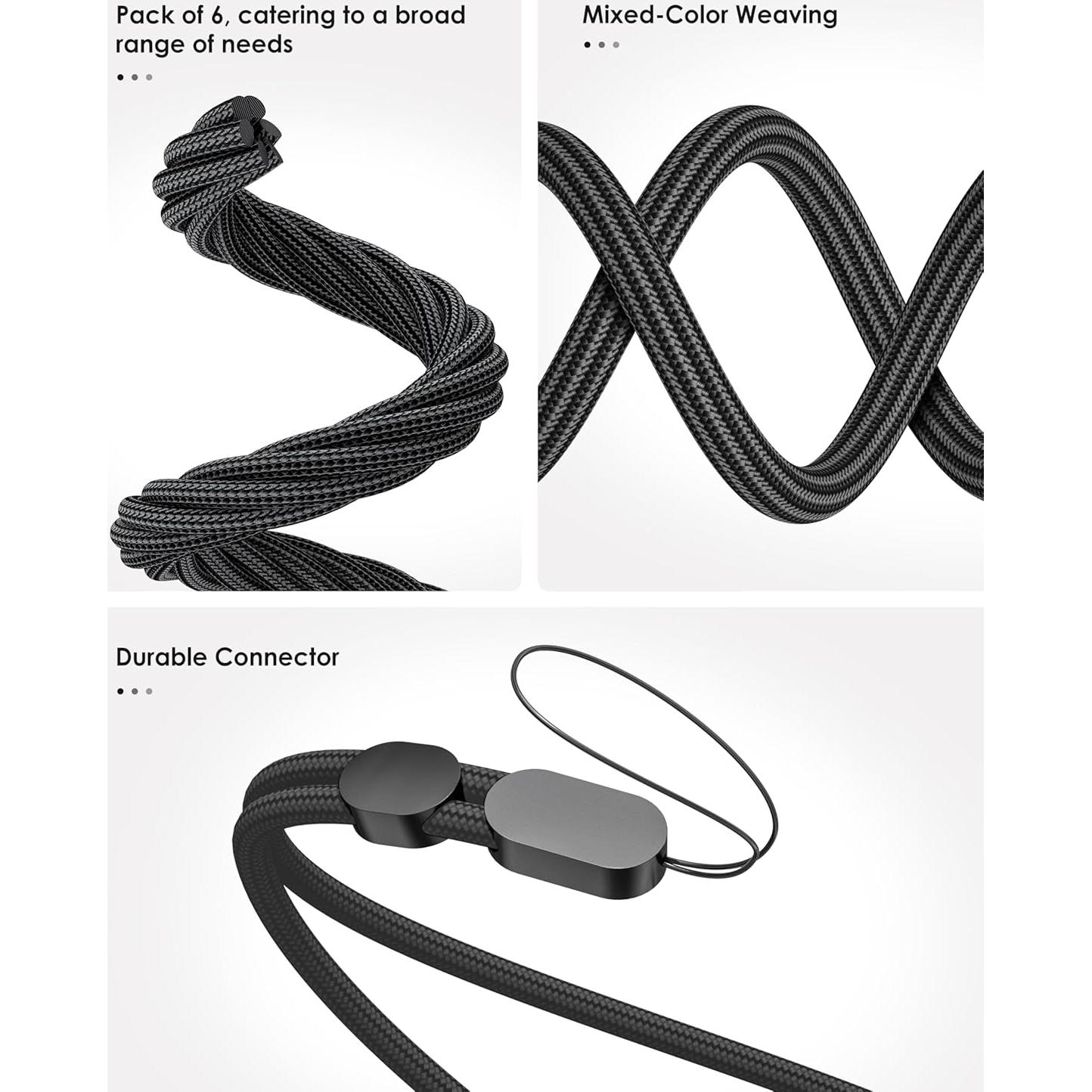 Correa de Muñeca Avorast Nylon Ajustable Paquete de 6 Negra