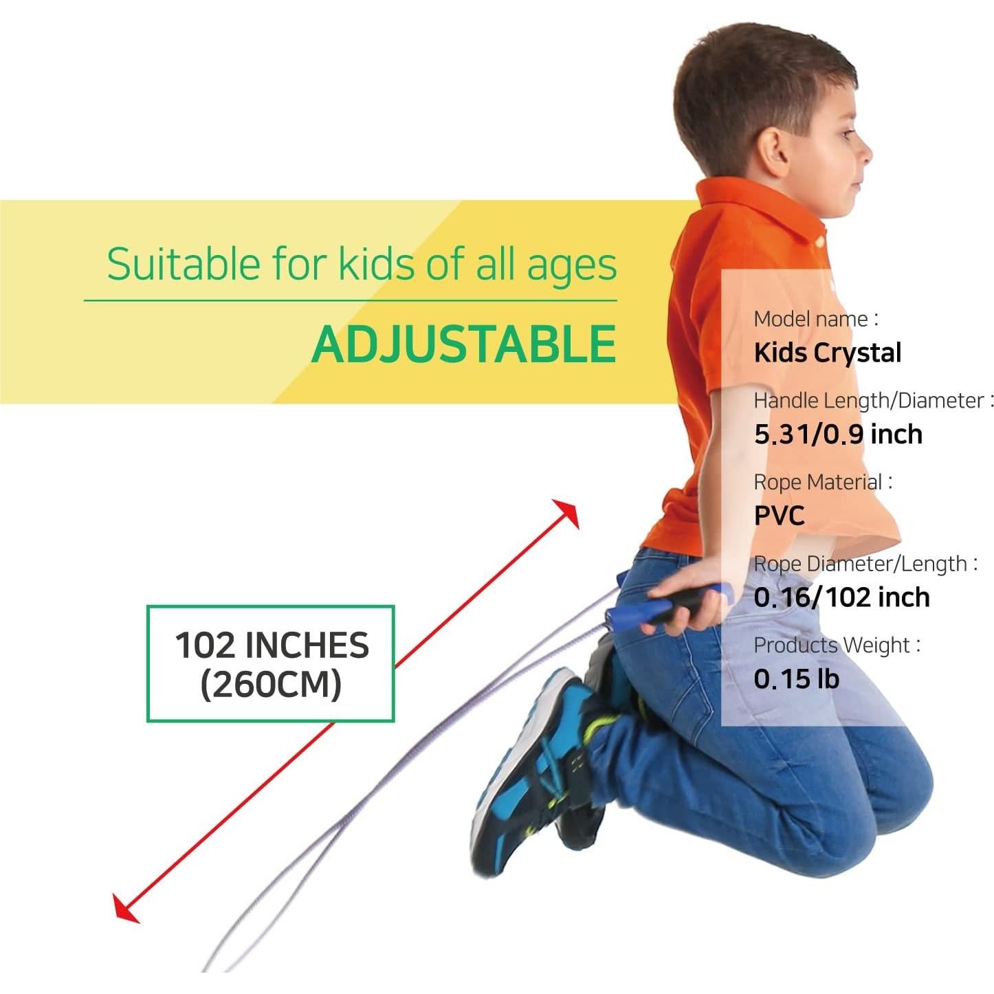 Cuerda de Saltar KSY para Niños Ajustable 260 cm Antideslizante