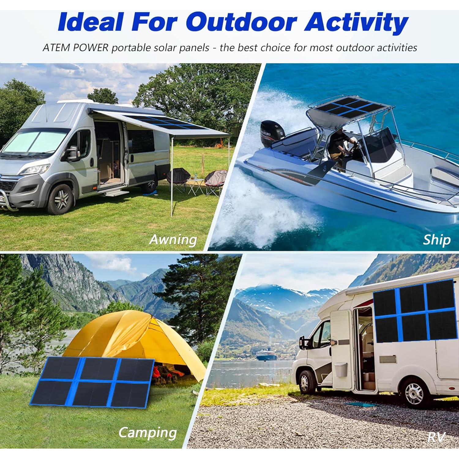 Panel Solar Plegable ATEM POWER 200W con Controlador MPPT