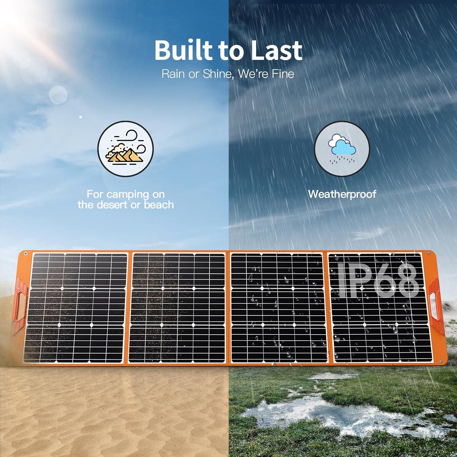 Panel Solar Plegable Luvknit 200W Monocristalino IP65