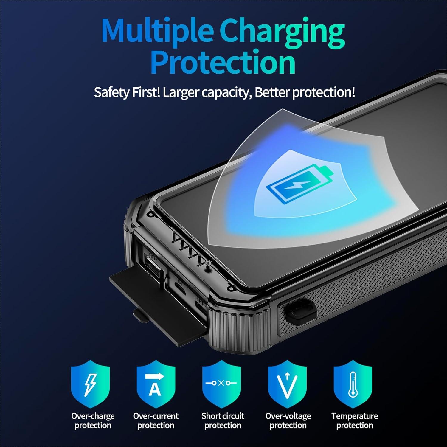 Cargador Solar Portátil DJKK 46800mAh con 3 Cables y Linterna