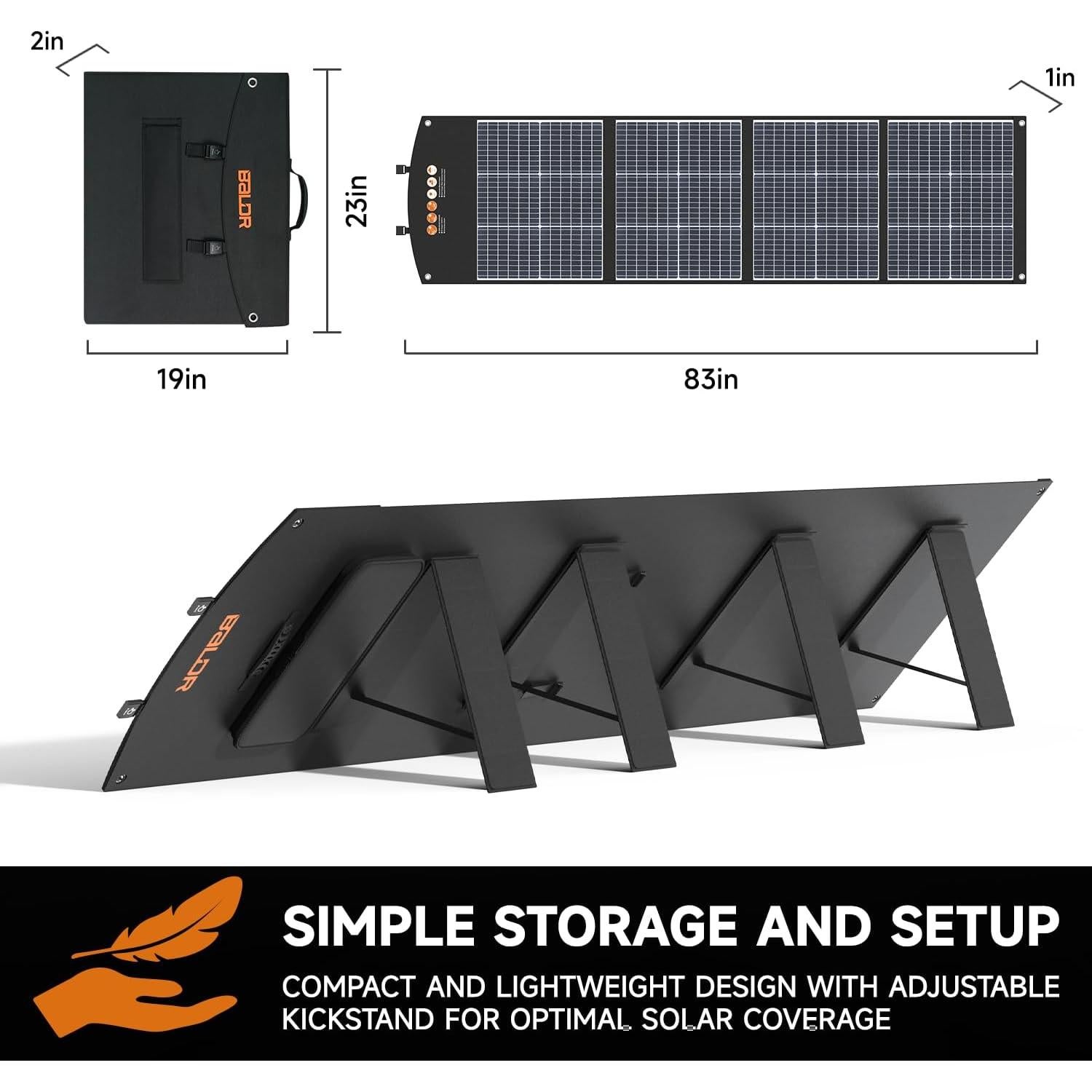 Panel Solar Plegable BALDR 200W Monocristalino Eficiente