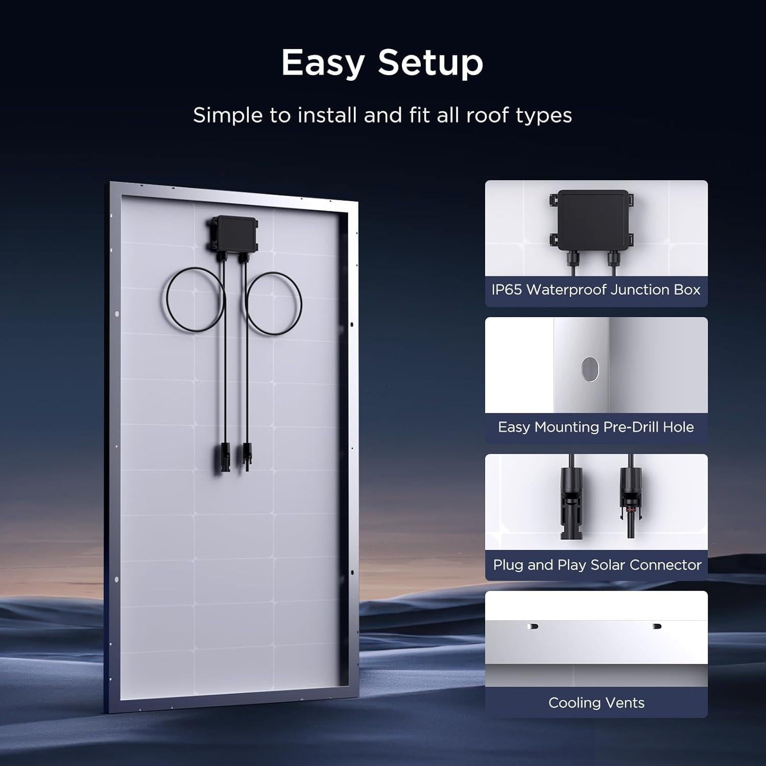 Panel Solar Monocristalino Callsun 200W 12V - 2 Pcs 100W