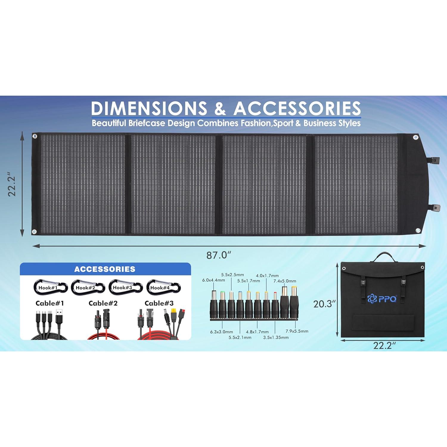 Panel Solar Portátil PPQ 200W 18V/12A Plegable IP67