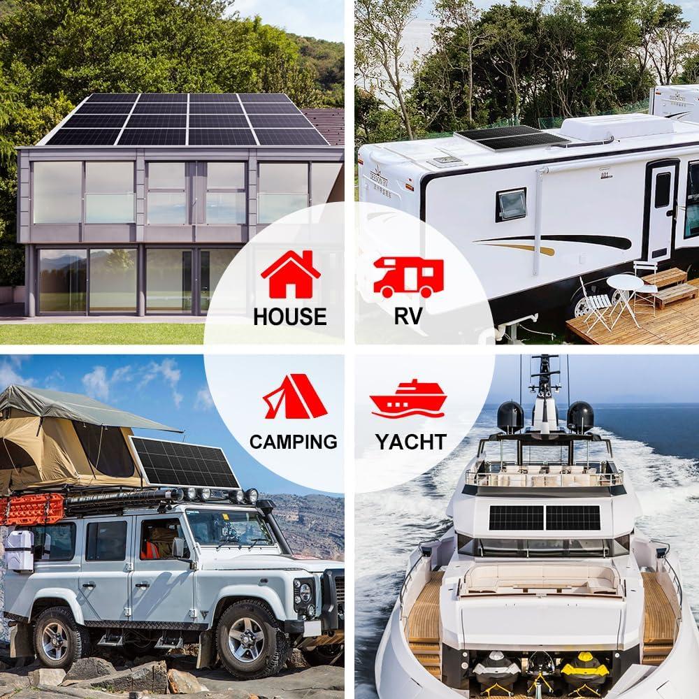 Panel Solar Monocristalino DOKIO 200W 18V para Cargar Batería 12V