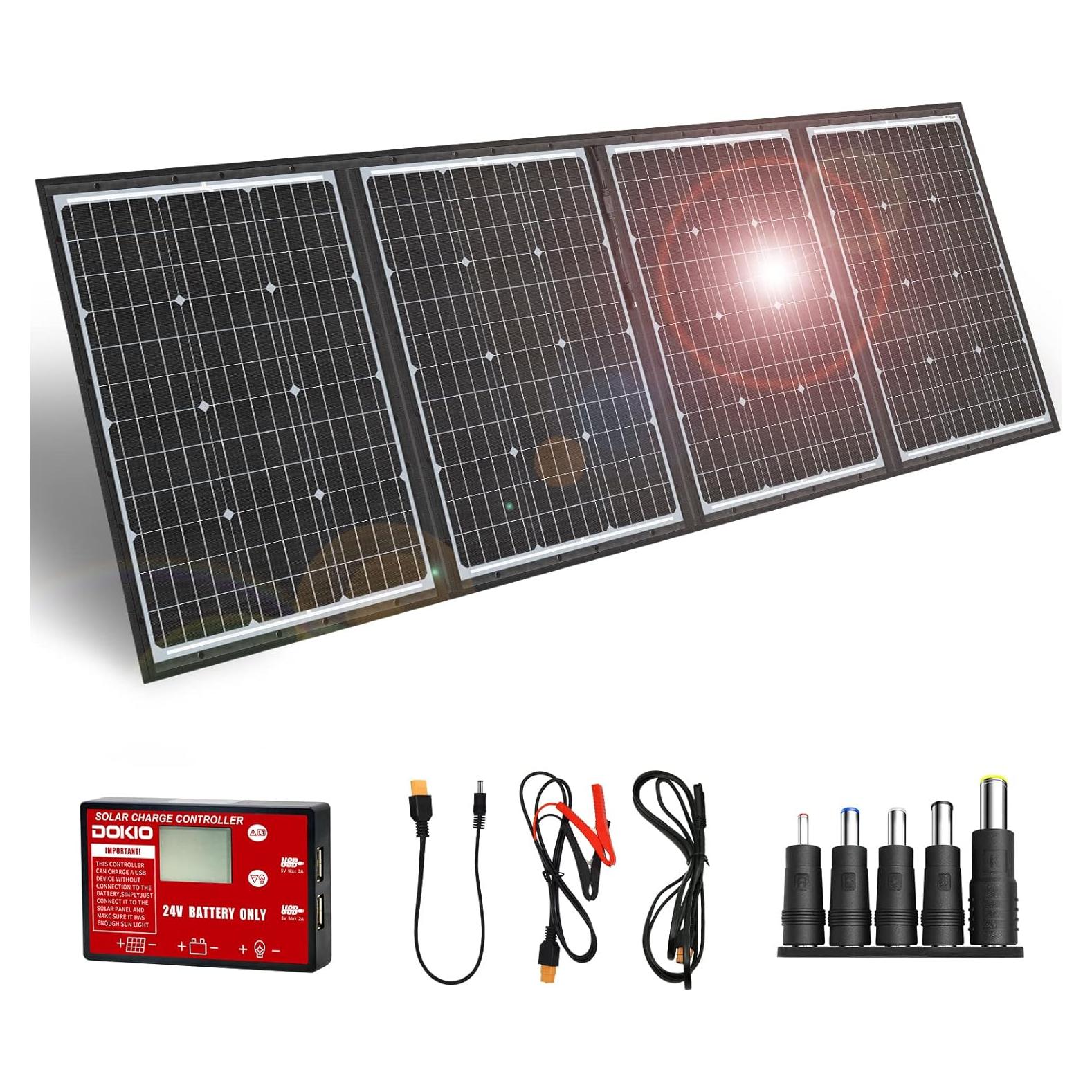 Kit Panel Solar Plegable DOKIO 200W 36V para Baterías 24V