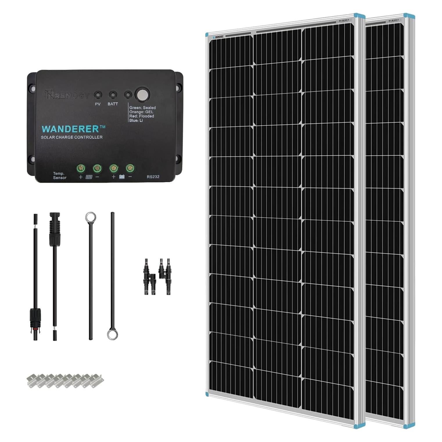 Kit Solar Renogy 200W Monocristalino 12V con Controlador 30A