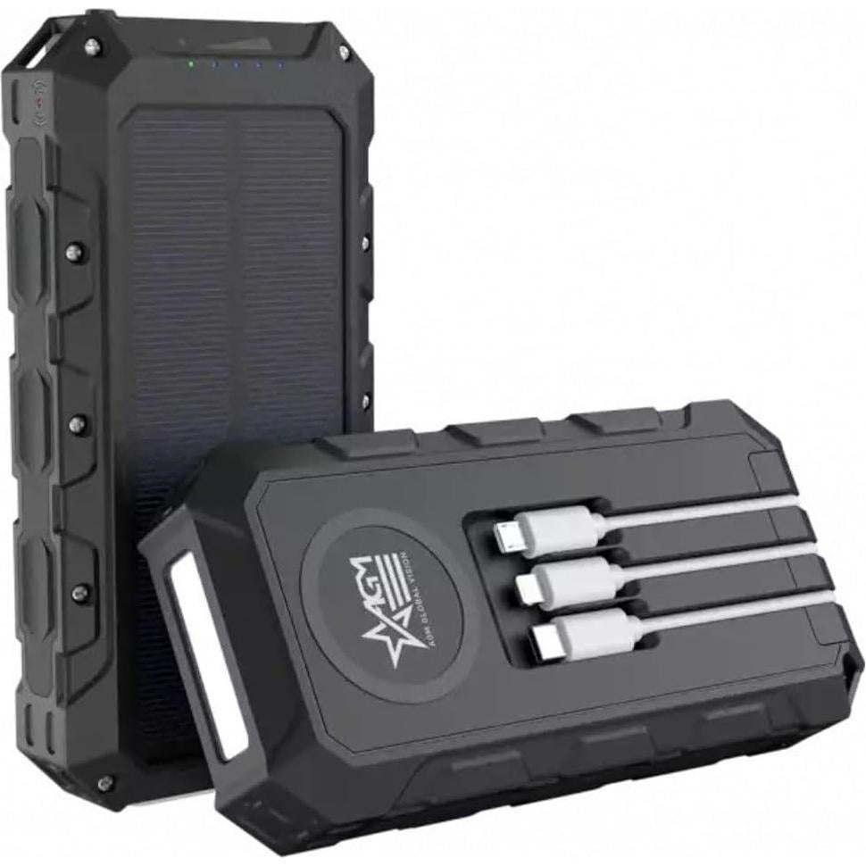 Cargador Solar Inalámbrico AGM 30000 mAh Resistente Negro